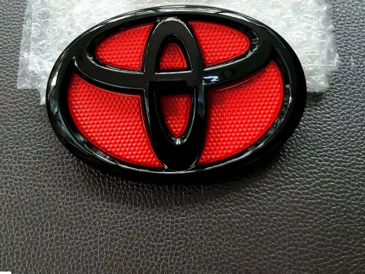 Toyota 14cm Piano Black RED Front Grille Emblem Badge Logo Corolla Altis