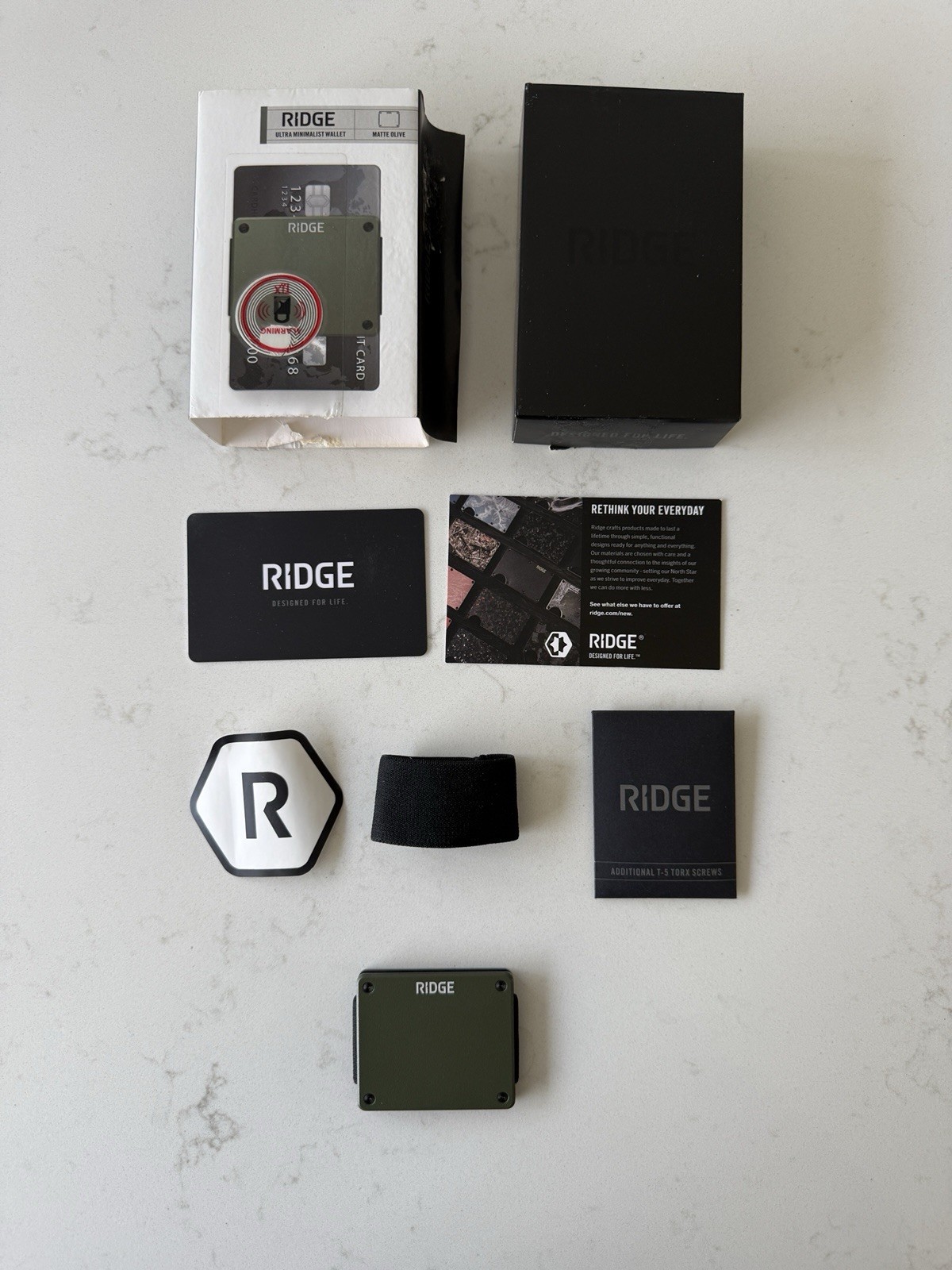 Ridge LITE Ultra Minimalist Wallet Aluminum Slim Card Holder - EDC - Matte Olive