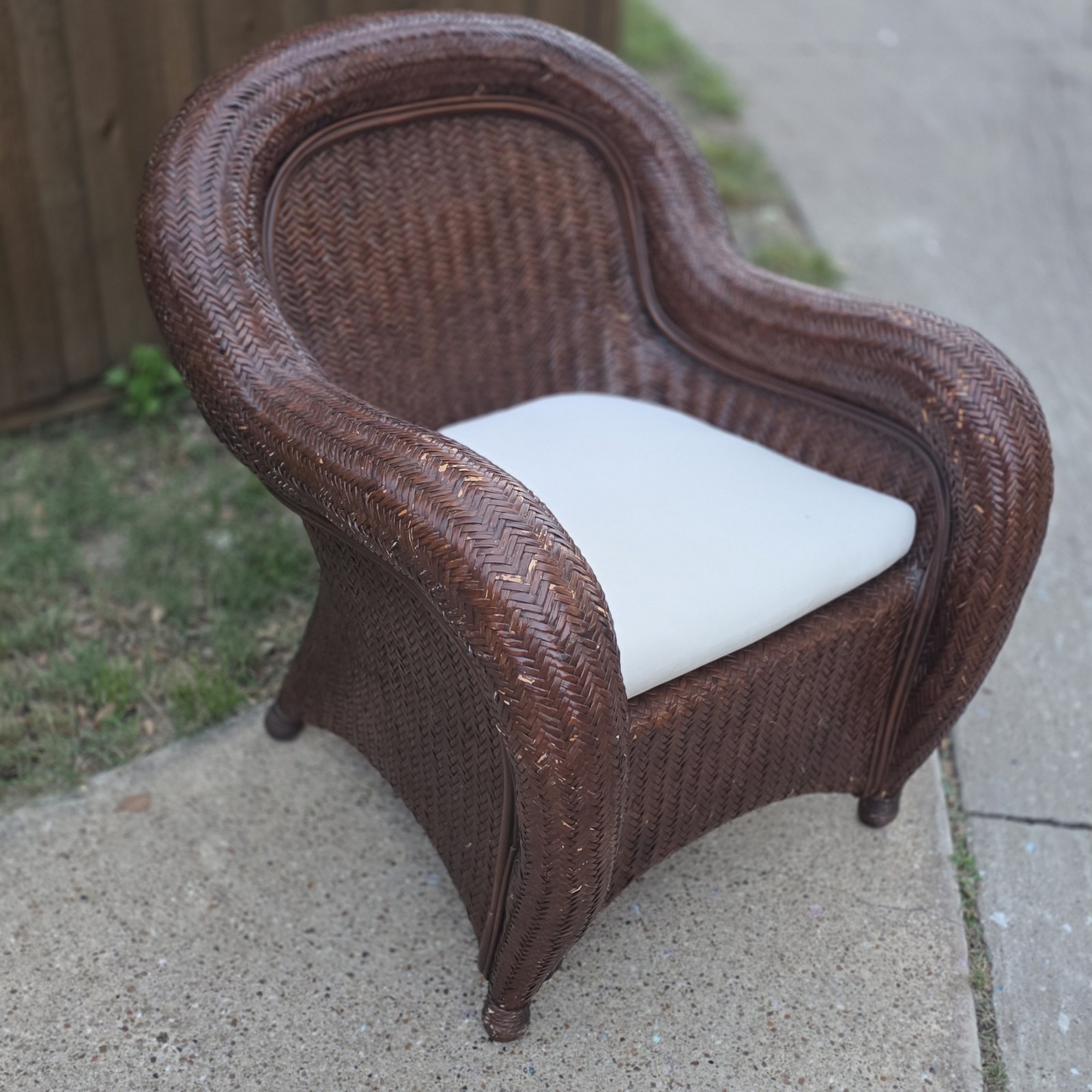 Vintage Pottery Barn Malabar Wicker Rattan Accent Chair – Boho Coastal Style
