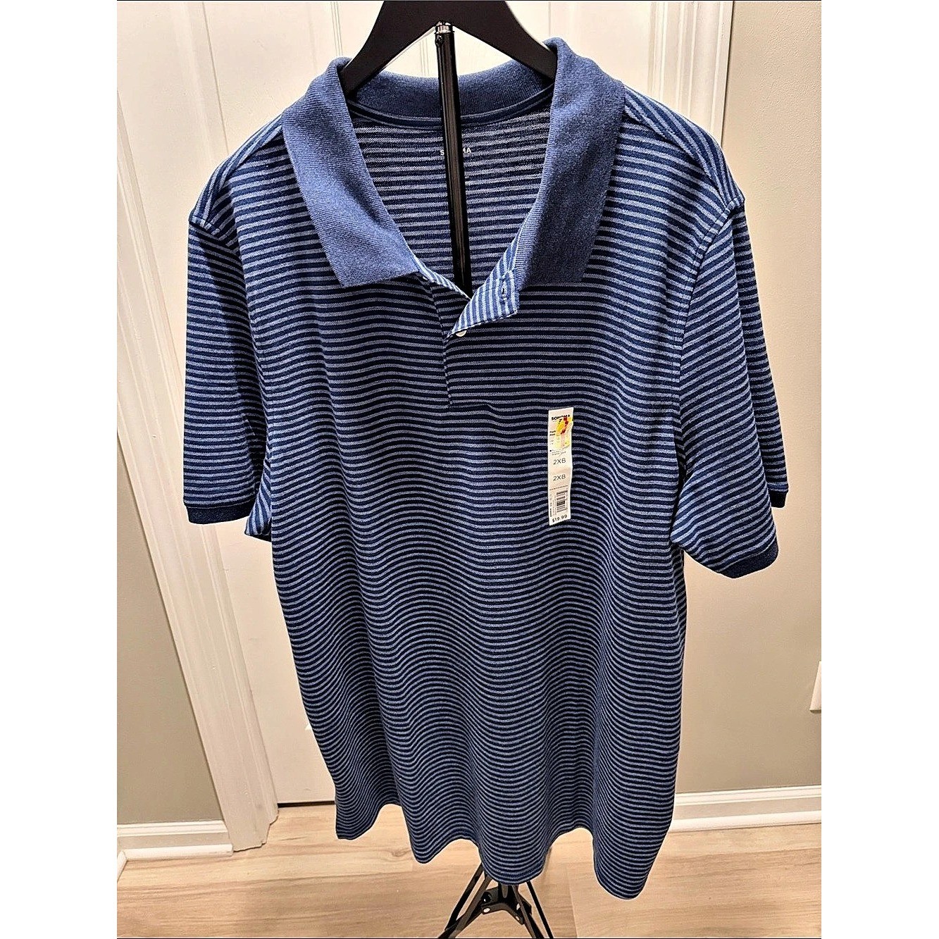 Sonoma Men\'s Striped Polo Blue & White Size 2XB NWT