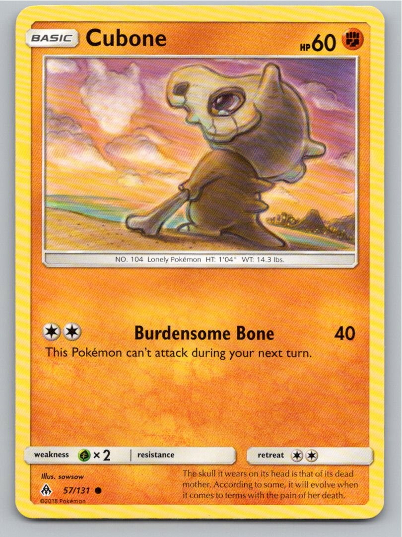 2018 POKEMON CUBONE FORBIDDEN LIGHT 57/131 C NM A66743 FREE S&H 2018 POKEMON CUBONE FORBIDDEN LIGHT 57/131 C NM A66743 FREE S&H