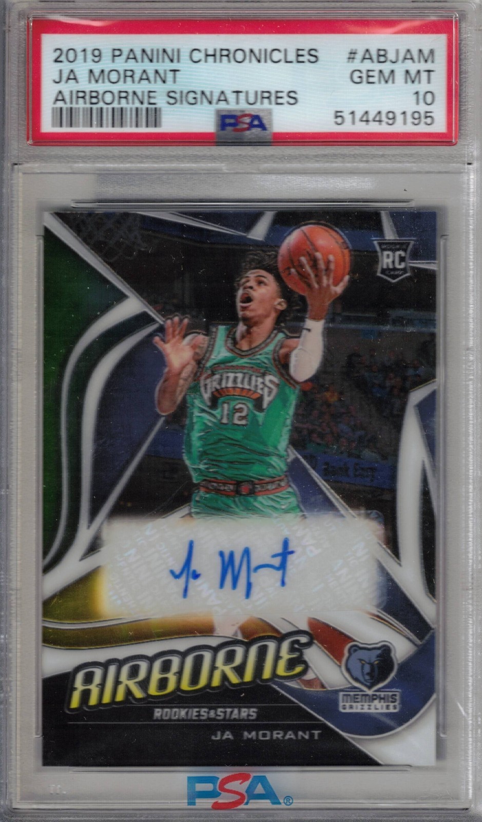 2019-20 Panini Chronicles - Airborne Signatures Ja Morant Auto RC /99 PSA 10 2019-20 Panini Chronicles - Airborne Signatures Ja Morant Auto RC /99 PSA 10