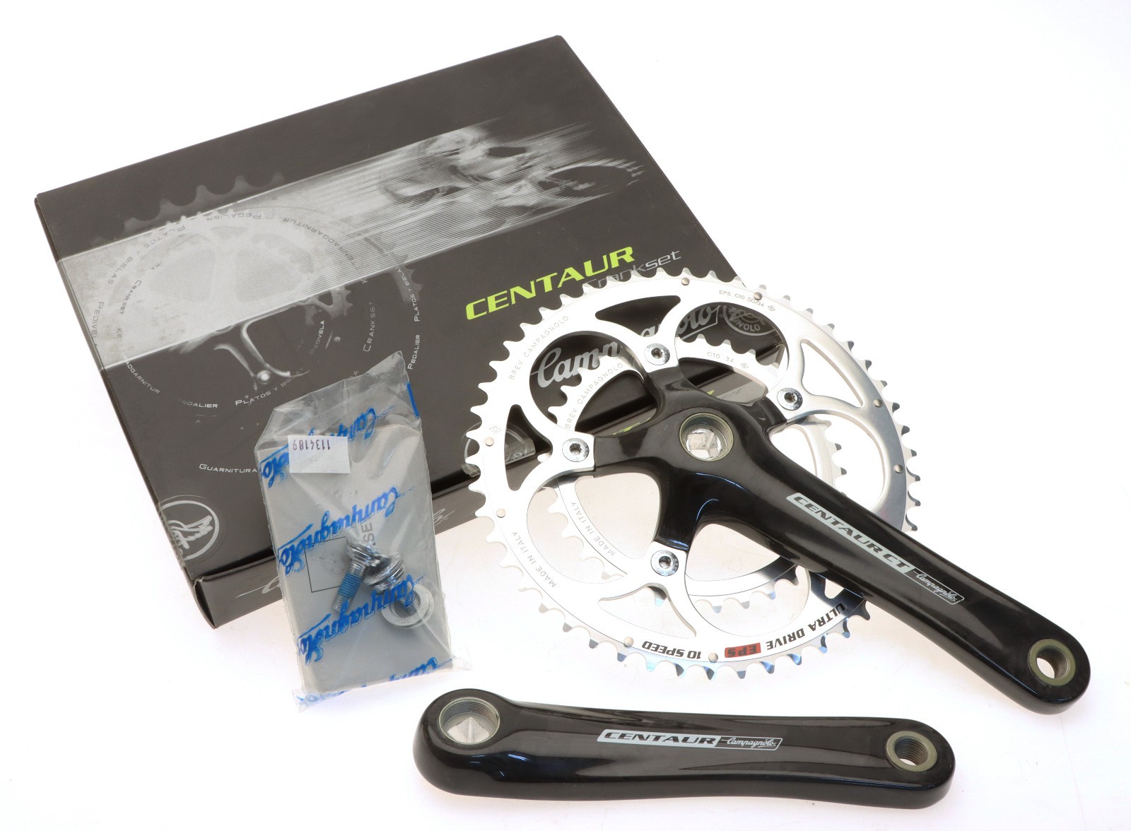 Campagnolo Centaur Carbon Compact Crankset 10s 50/34T 172.5mm 2005 NOS NEW Campagnolo Centaur Carbon Compact Crankset 10s 50/34T 172.5mm 2005 NOS NEW