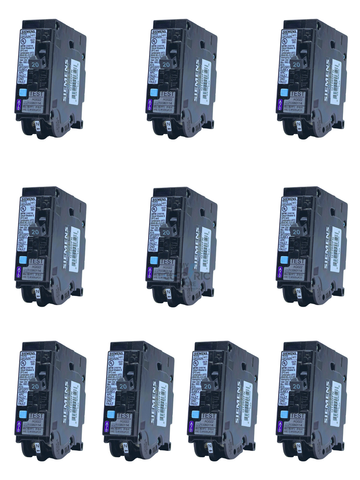 SIEMENS Q120DFN QFGA2N 20A DUAL FUNCTION AFCI GFCI PLUG-ON NEUTRAL NEW 10PACK