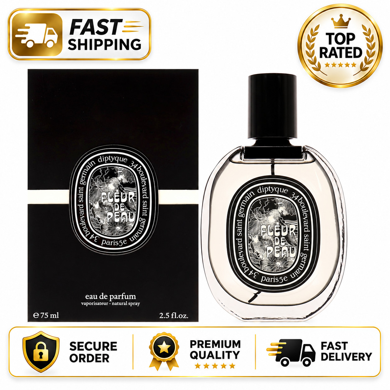 Diptyque Fleur de Peau EDP 2.5 oz 75ml Women Eau de Parfum Spray New Sealed Box