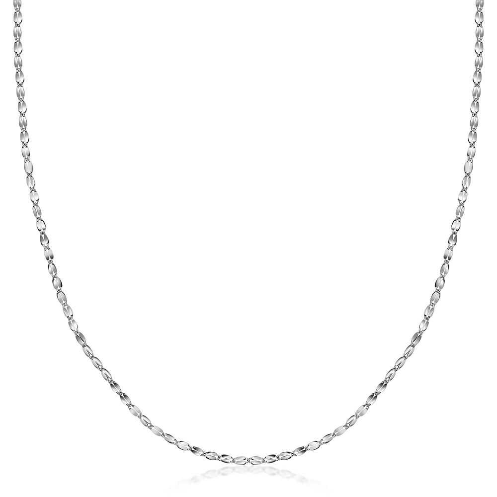 14K White Gold 2mm Diamond Cut Mirror Chain Necklace 14K White Gold 2mm Diamond Cut Mirror Chain Necklace