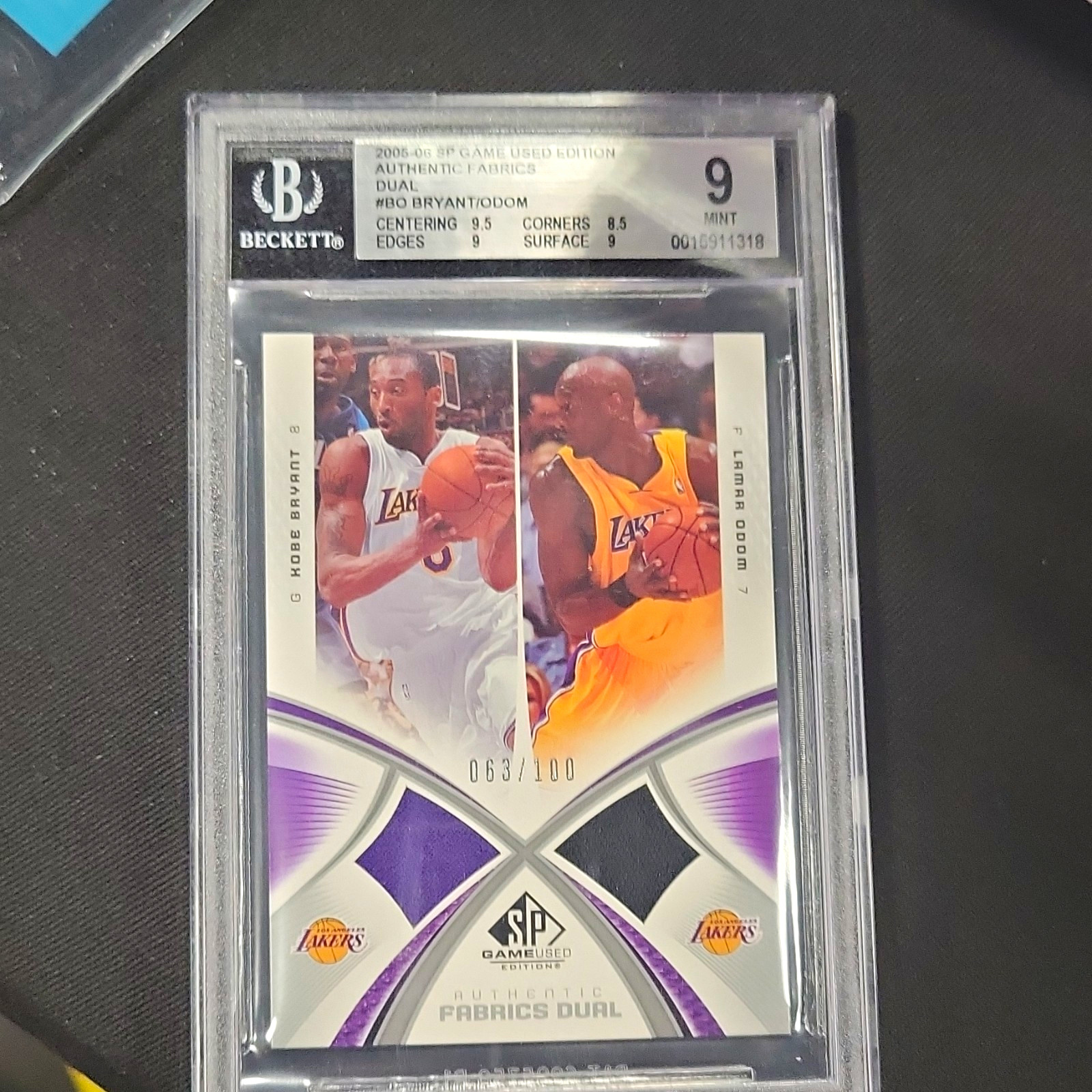 Upper Deck 2005-06 SP Game Used Jersey Kobe Bryant BGS 9 /100 #\'d Upper Deck 2005-06 SP Game Used Jersey Kobe Bryant BGS 9 /100 #\'d