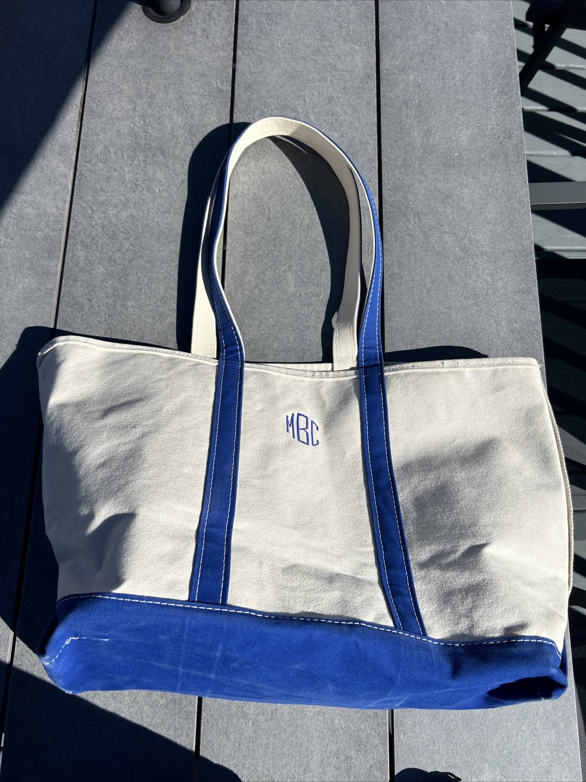 Vintage L.L. Bean Boat And Tote Blue Stitching Bag Very Good Vintage L.L. Bean Boat And Tote Blue Stitching Bag Very Good