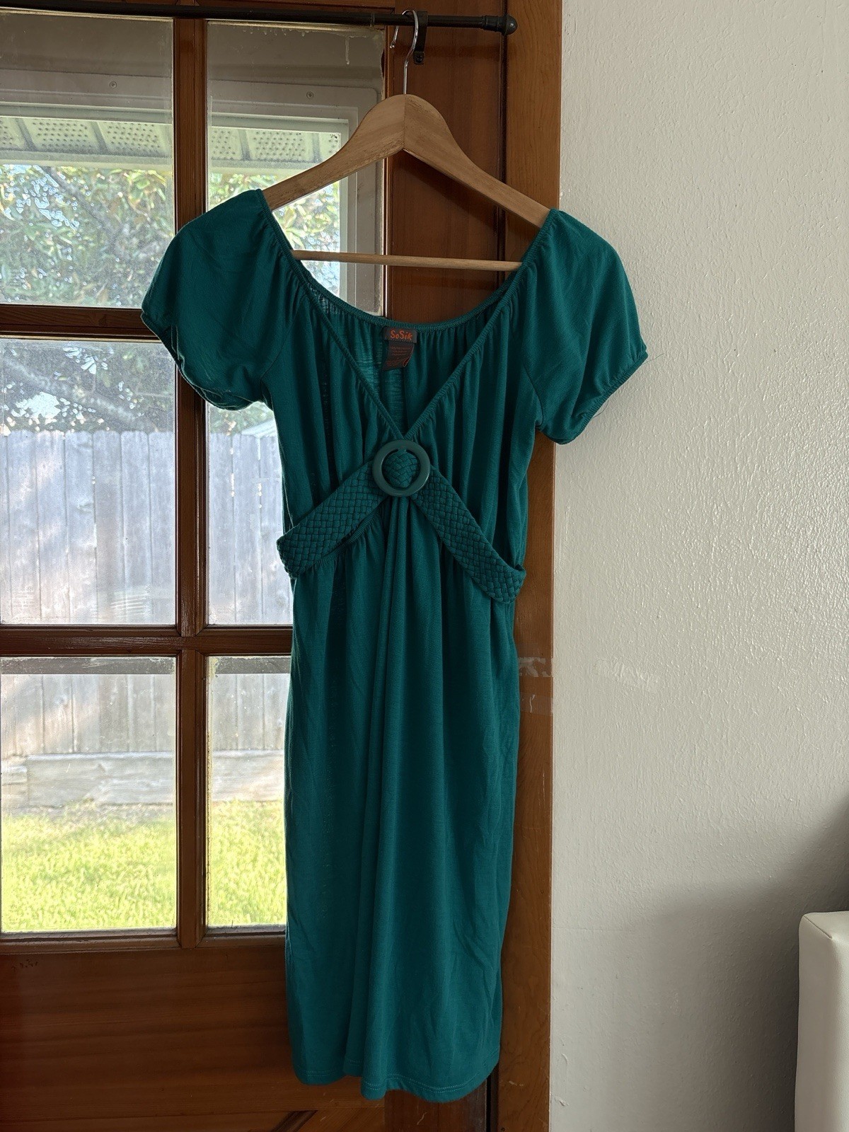 SoSik Y2K Boho Teal Coastal Fairycore 70s Romantic Vintage Babydoll Mini Dress S