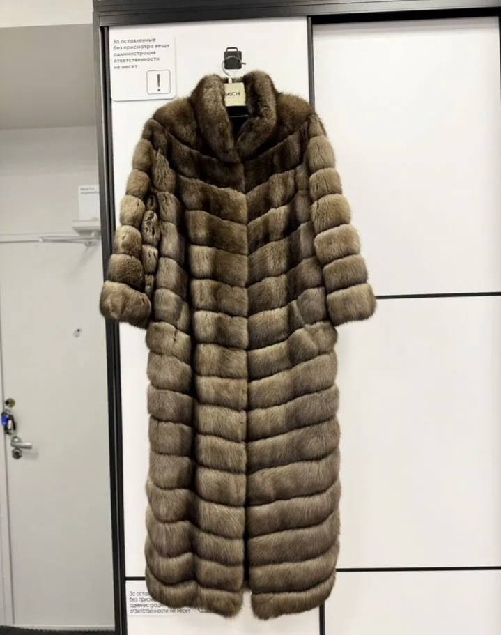 Rare Barguzin Sable Fur Coat 130cm Long Silver Tip Russian Sable Luxury Size 46-