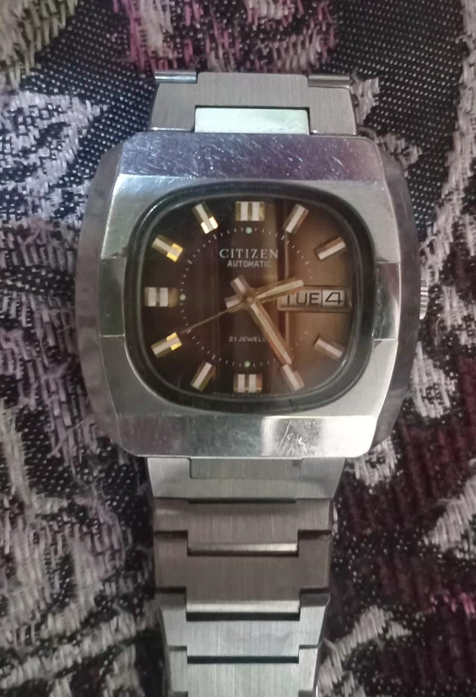 Rare Vintage Citizen Automatic 23 Jewels 4-652260 Y Day-Date Brown Men\'s Watch Rare Vintage Citizen Automatic 23 Jewels 4-652260 Y Day-Date Brown Men\'s Watch