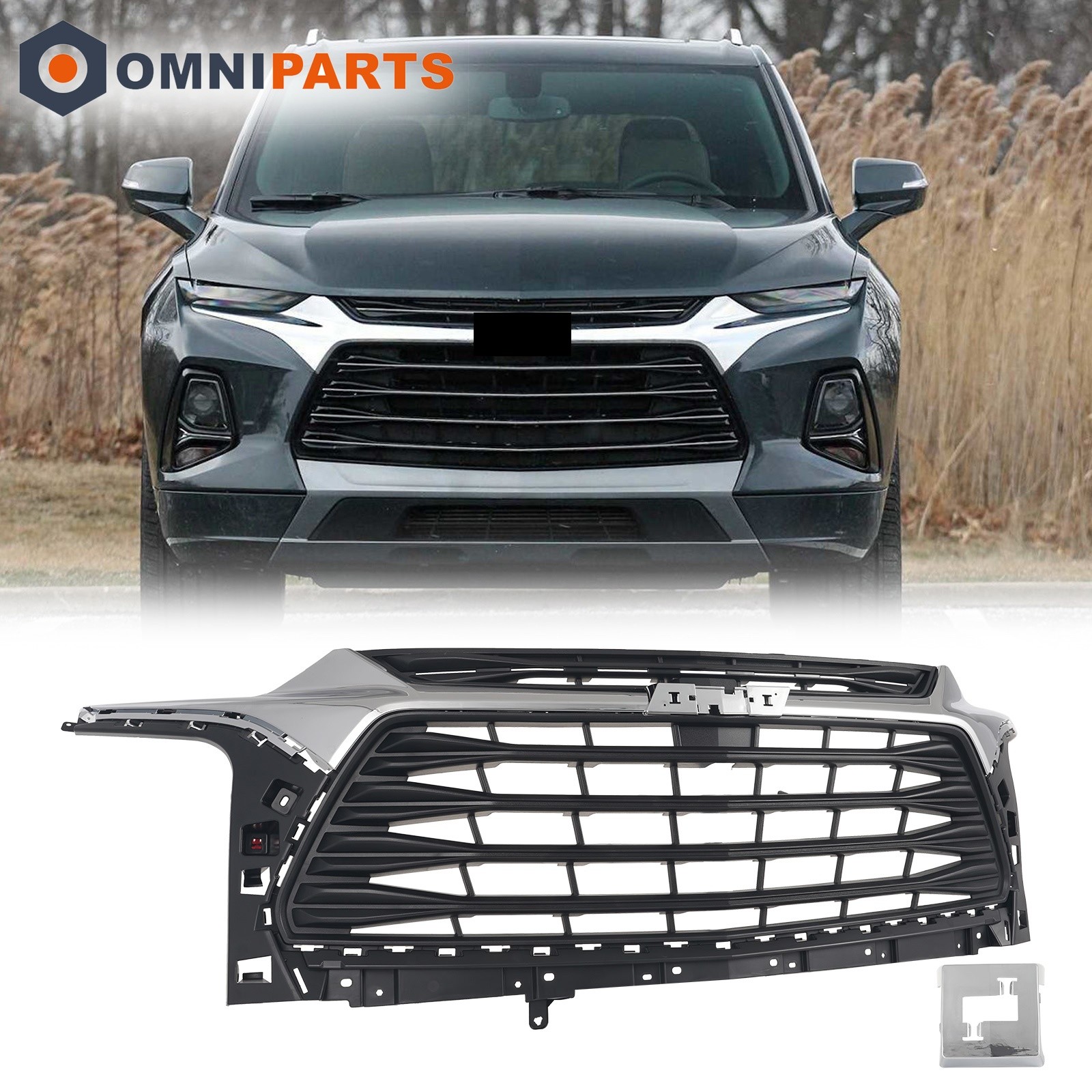 Black+Chrome Front Bumper Upper Grille Grill Fit 2019-2022 Chevrolet Blazer Black+Chrome Front Bumper Upper Grille Grill Fit 2019-2022 Chevrolet Blazer