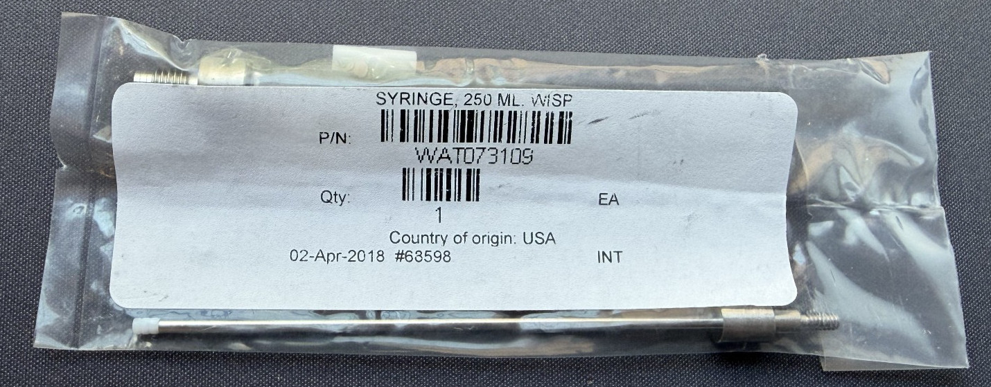 Waters WAT073109 Syringe, 250 ML. WISP- NEW SEALED Waters WAT073109 Syringe, 250 ML. WISP- NEW SEALED