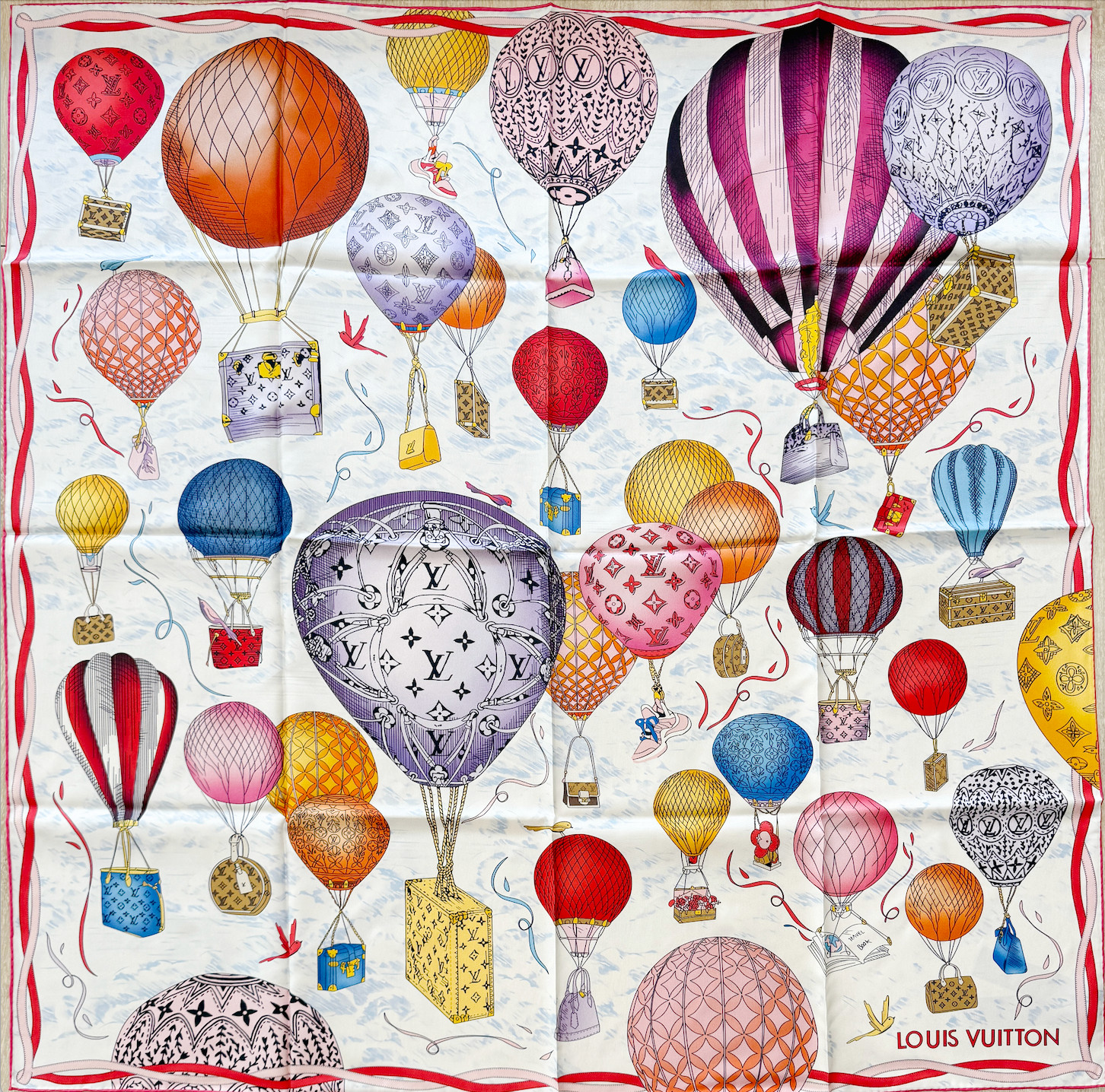 Authentic Louis Vuitton 100% Silk Scarf Up And Away Square 90 NEW With Box Authentic Louis Vuitton 100% Silk Scarf Up And Away Square 90 NEW With Box