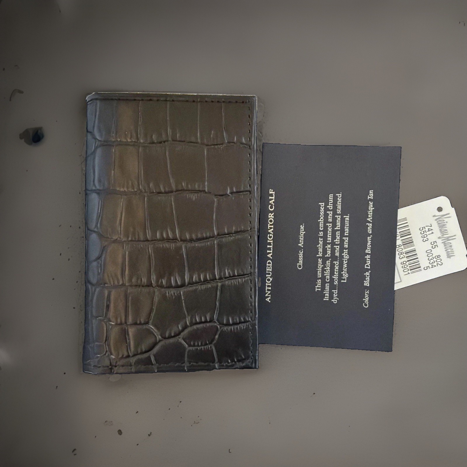 New Neiman Marcus Rare Black Alligator Small Bifold/card Case 100% Authentic