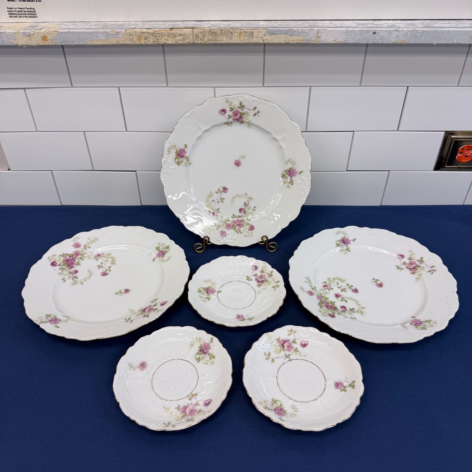 Royal Austria China Floral Porcelain Plates O & EG Set of 6 Antique c.1890s