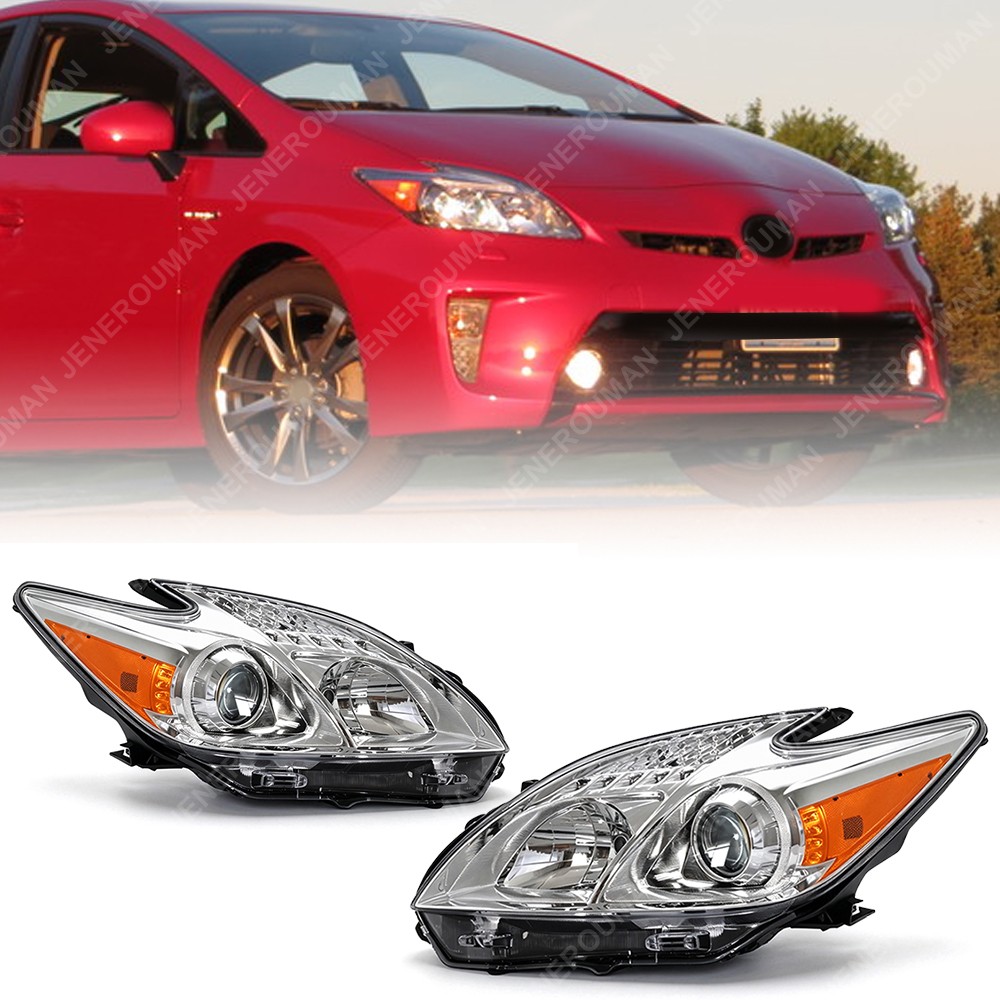 Halogen Headlight Head Lamp Chromed House For 2012-2015 Toyota Prius W/O Bulbs