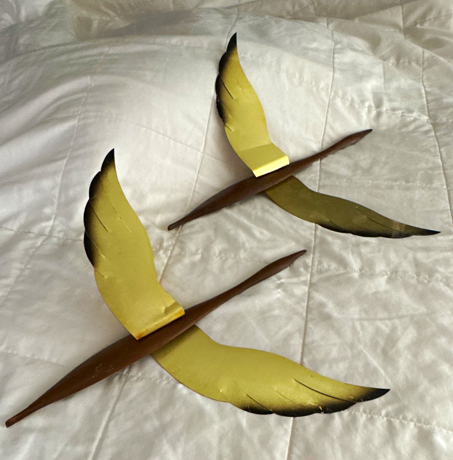 Vintage Mid-Century Modern Wood & Brass Flying Birds Wall Art – Set of 2 Vintage Mid-Century Modern Wood & Brass Flying Birds Wall Art – Set of 2