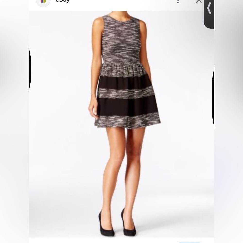 Bar III Women\'s Black and White Tweed Mini Dress Bar III Women\'s Black and White Tweed Mini Dress