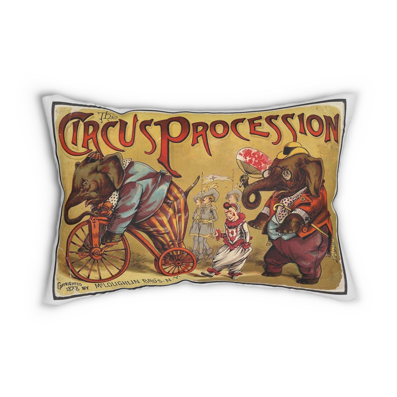 Vintage Circus - Double-sided - Spun Polyester Lumbar Pillow - 20x14