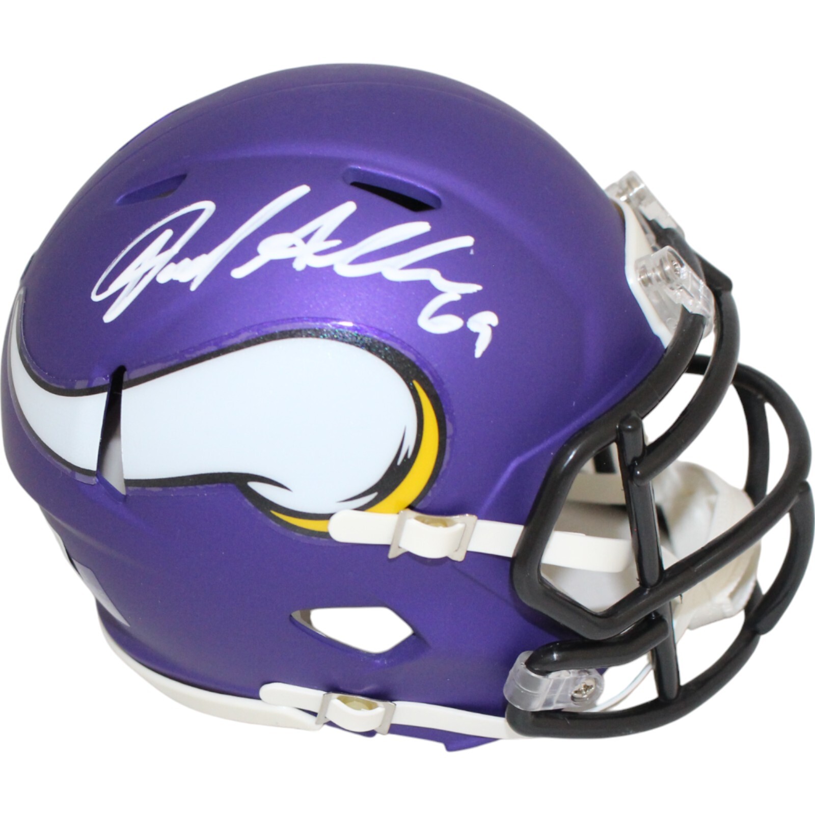Jared Allen Autographed/Signed Minnesota Vikings Speed Mini Helmet Beckett 48703 Jared Allen Autographed/Signed Minnesota Vikings Speed Mini Helmet Beckett 48703