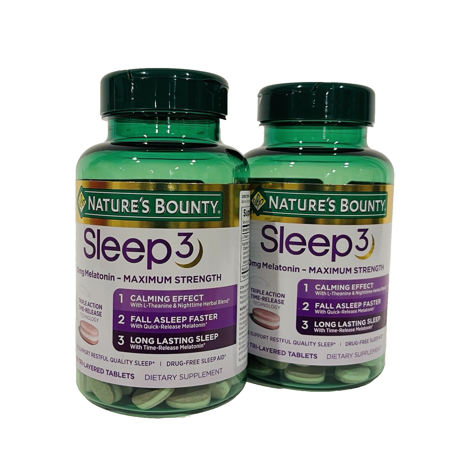 X2 ~ Nature's Bounty Sleep3 10mg Melatonin, 120ct EA = 240 Triple Action Tablets