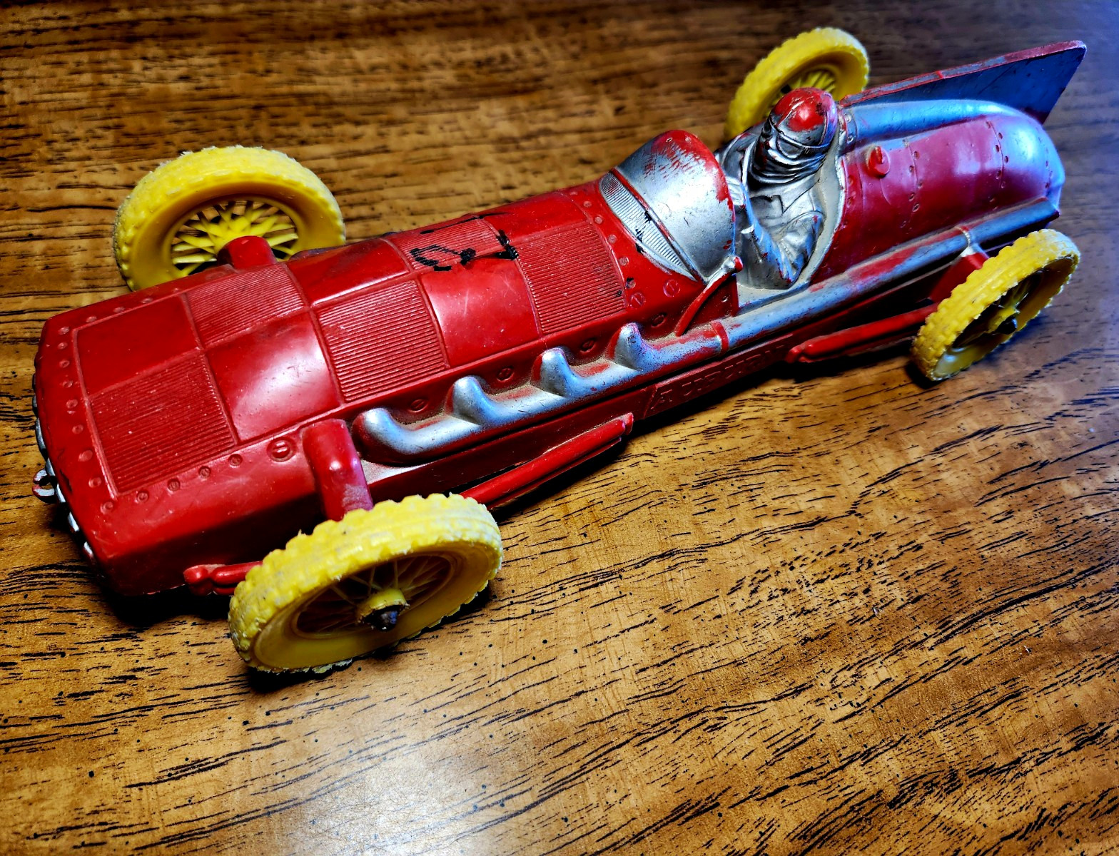 Auburn Vintage Race Car Toy Vehicle Car - Red Yellow Silver Wheels made in USA Auburn Vintage Race Car Toy Vehicle Car - Red Yellow Silver Wheels made in USA