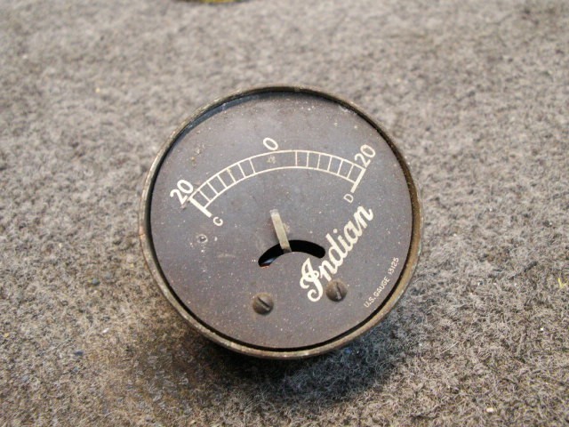 OEM early, antique Indian amp gauge, barnfind, w broken needle, great patina