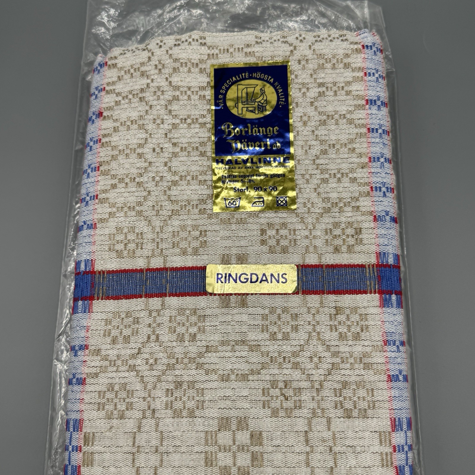 Vintage Swedish Borlange Vaveri AB Half Linen Tablecloth 35” X 35” Textile New