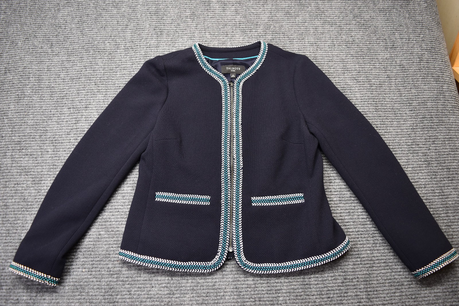 Talbots Women\'s 2P Navy Braided-Trim Jacket Blazer NEW WITH TAGS Office Career Talbots Women\'s 2P Navy Braided-Trim Jacket Blazer NEW WITH TAGS Office Career