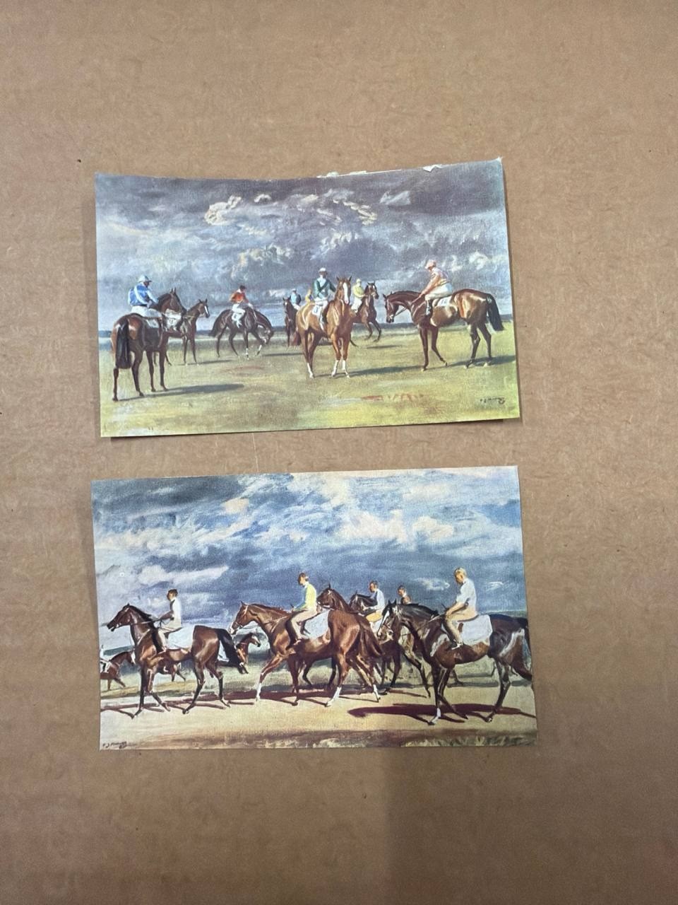 Sir Alfred Munnings Horse Racing Jockeys Art Prints Lot of 2 Vintage Book Plates Sir Alfred Munnings Horse Racing Jockeys Art Prints Lot of 2 Vintage Book Plates