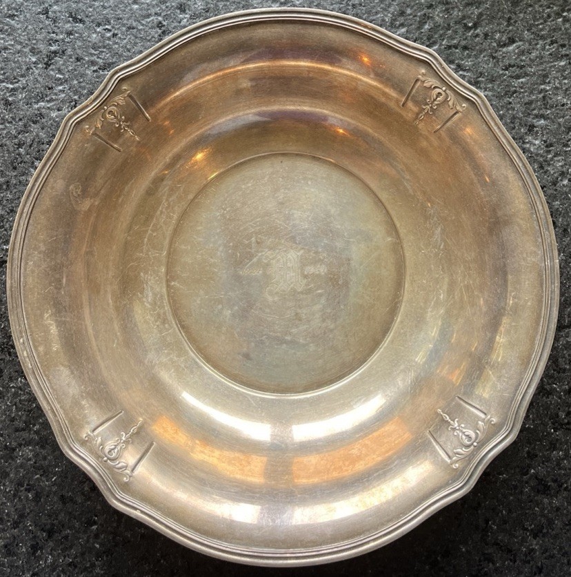 Vtg Gorham Silver Plated Bowl Monogram “1924 M 1934”  10”