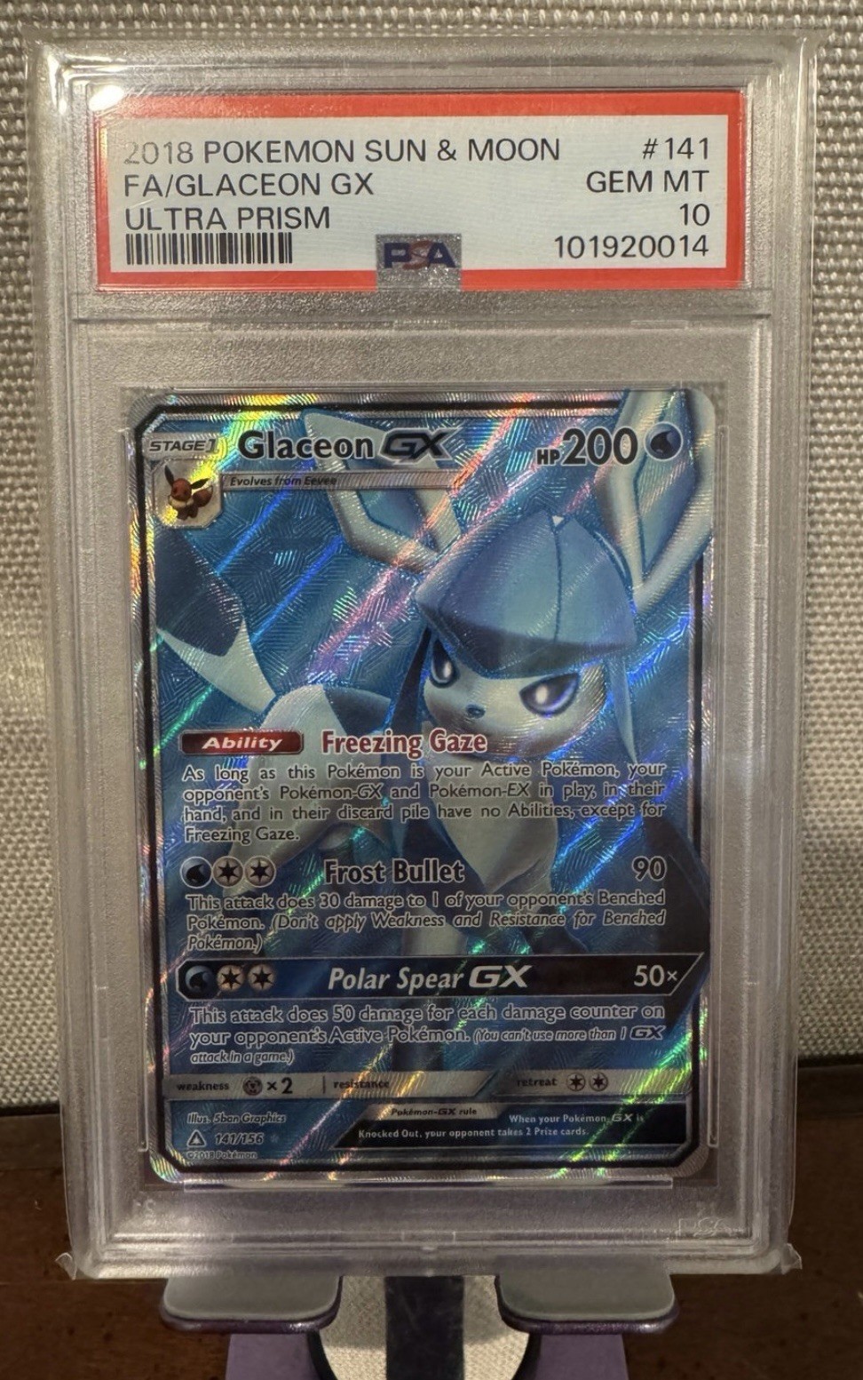 Glaceon GX (Full Art) 141/156 Sm-Ultra Prism Holo PSA 10 - Pop 278 Glaceon GX (Full Art) 141/156 Sm-Ultra Prism Holo PSA 10 - Pop 278