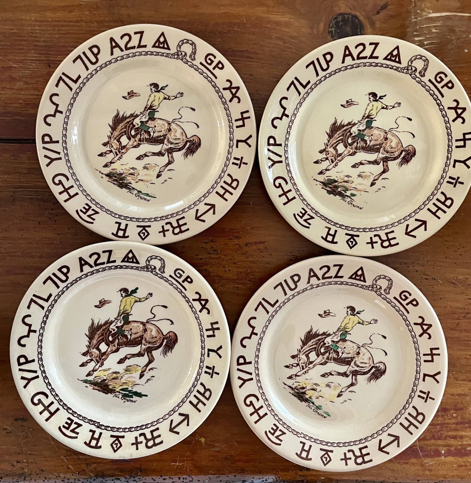 Vtg Wallace China Westward Ho Rodeo 7.25\