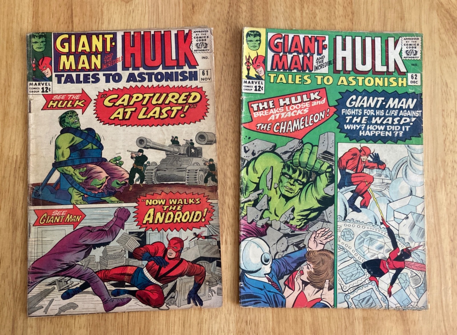 2 Very Early (1964) Hulk TALES TO ASTONISH #61, 62 *Key 1st Leader* (VG-)