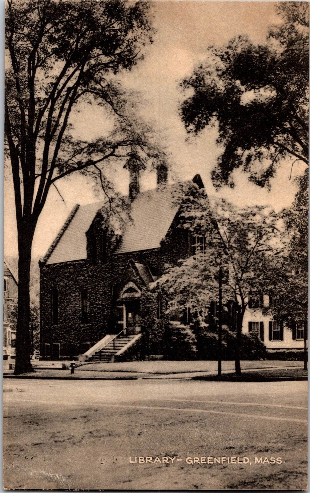 c 1915 Greenfield Massachusetts Library Vintage Postcard