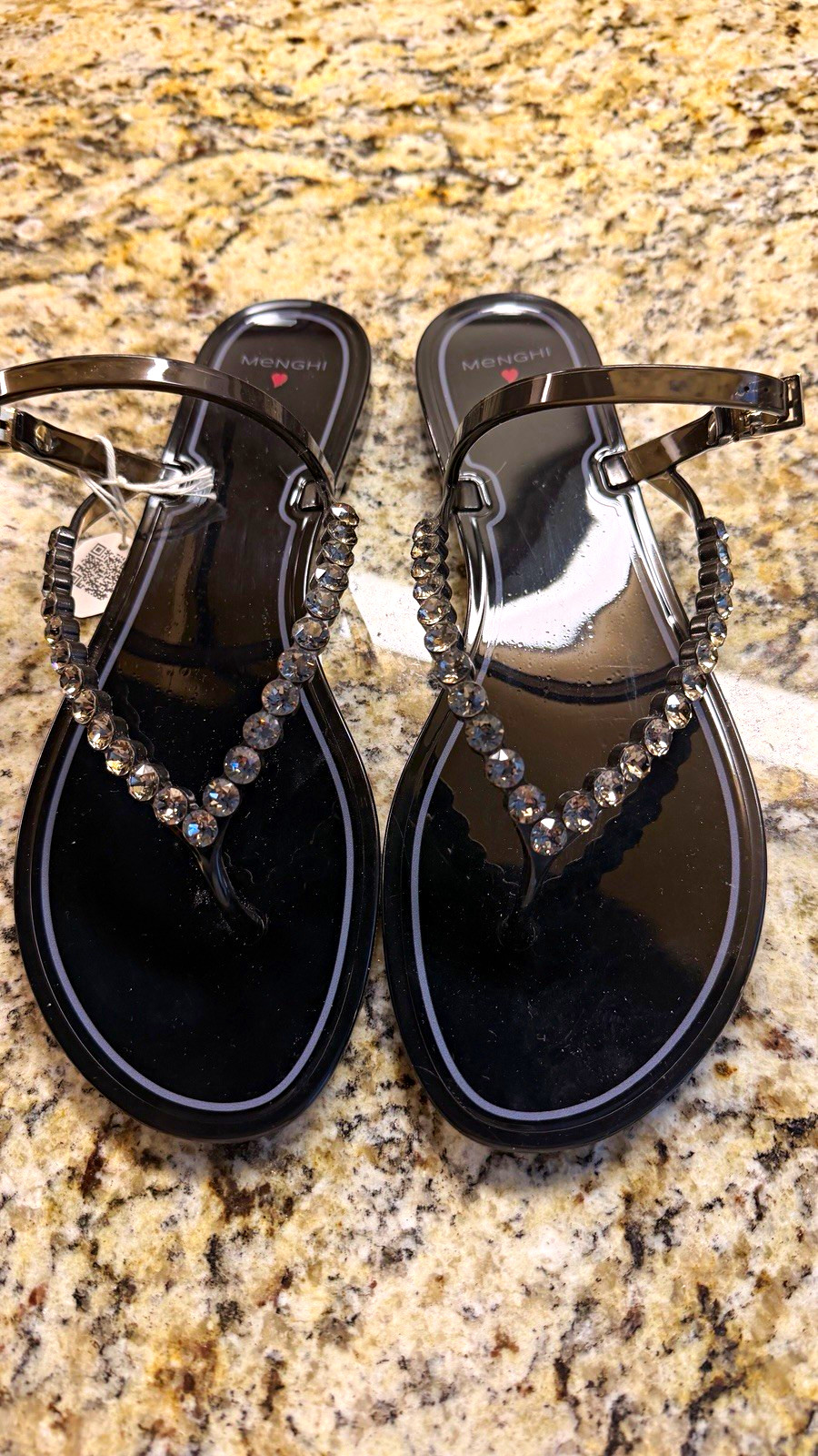 Menghi Women’s Black Thong Sandals Rhinestone Straps Buckle Adjustable 8 Jelly Menghi Women’s Black Thong Sandals Rhinestone Straps Buckle Adjustable 8 Jelly