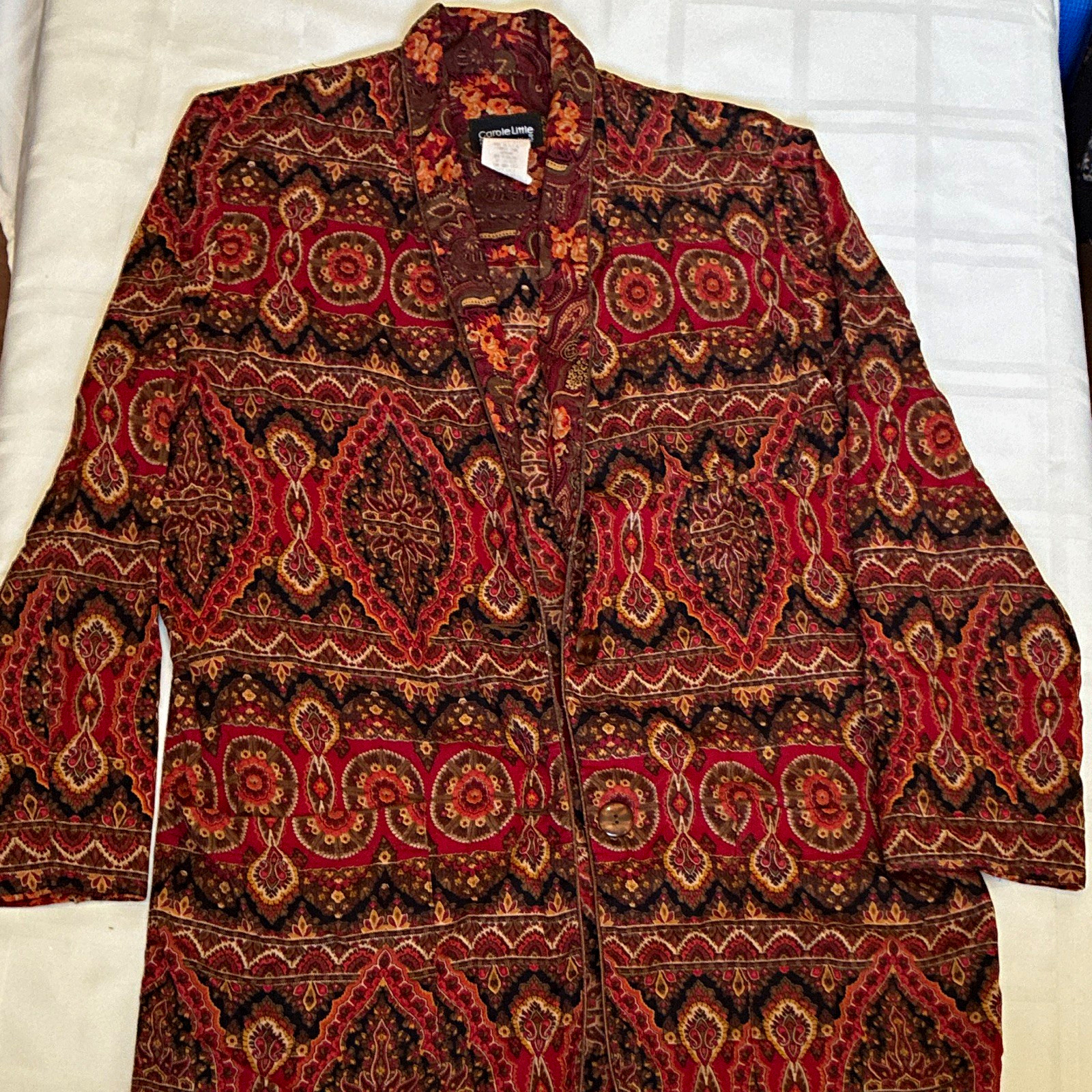 Carole Little for Saint-Tropez West Women’s Red Paisley Lined Button Jacket 12