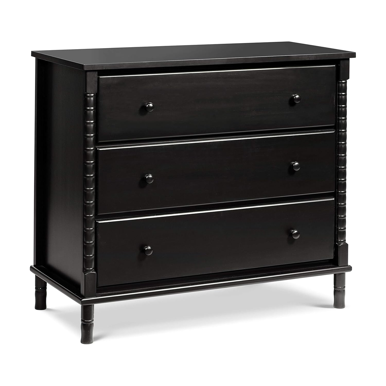 Elegant Jenny Lind 3-Drawer Dresser in Rich Ebony Finish