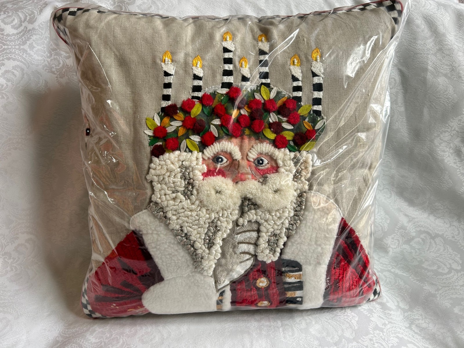 Mackenzie Childs UPSCALE Courtly Check/Stripe SANTA LUCIA Pillow NEW m26-10
