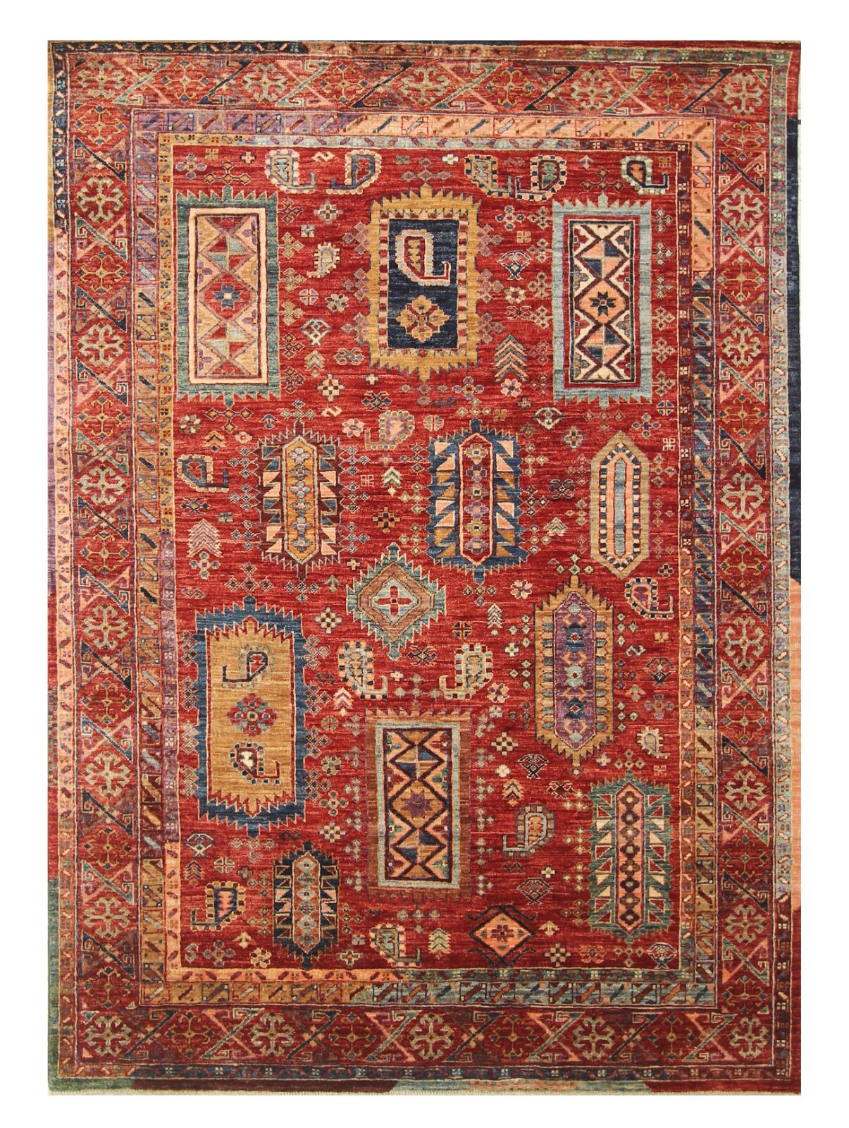 5 x 7 ft Red Afghan Hand Knotted Veg dyes Wool Transitional Area Rug 5 x 7 ft Red Afghan Hand Knotted Veg dyes Wool Transitional Area Rug