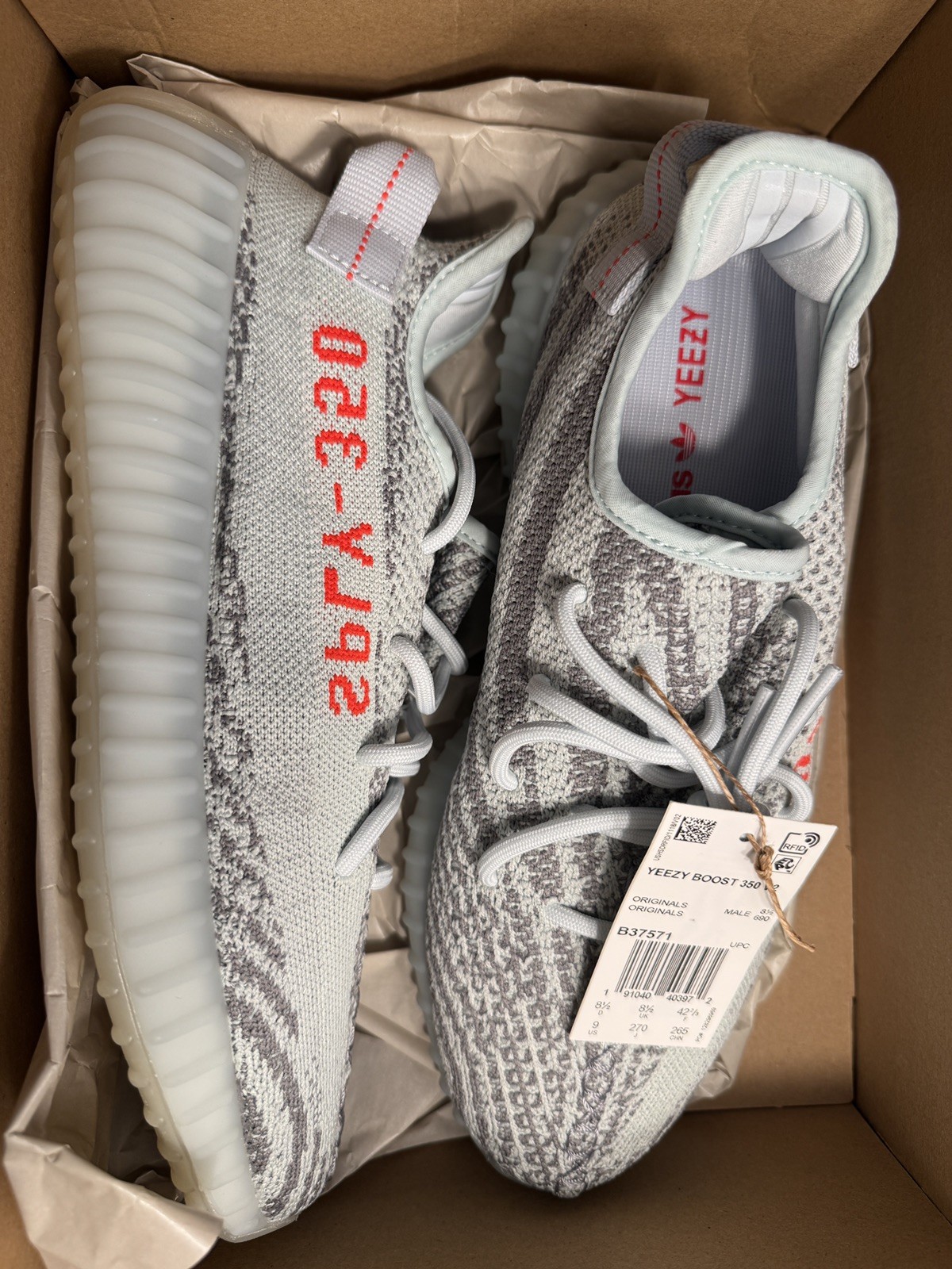 Size 9 - adidas Yeezy Boost 350 V2 Blue Tint B37571 (2021, New) Deadstock DS Size 9 - adidas Yeezy Boost 350 V2 Blue Tint B37571 (2021, New) Deadstock DS