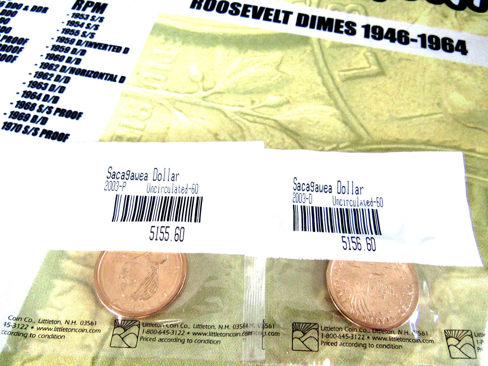 2003 P &D Sacagawea BU Uncirculated United States Mint Two $1 Coins 2003 P &D Sacagawea BU Uncirculated United States Mint Two $1 Coins