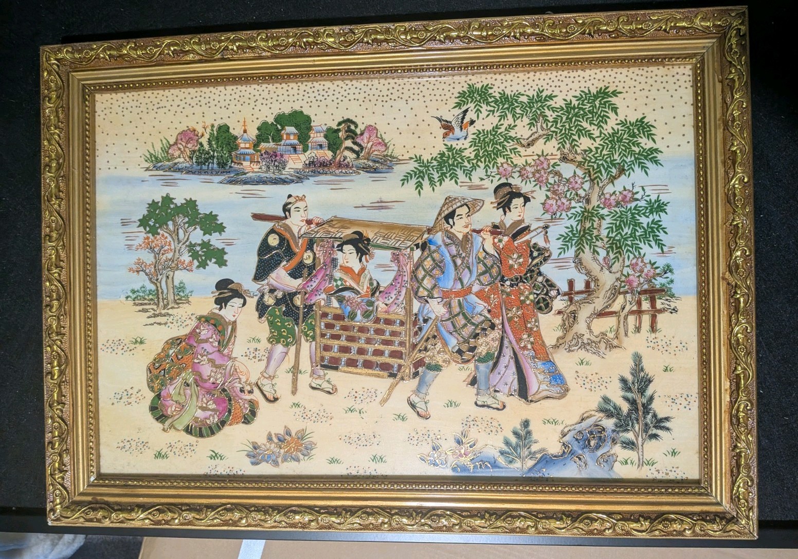 Hand-Painted Painting On Porcelain Vintage Chinese Hand-Painted Painting On Porcelain Vintage Chinese