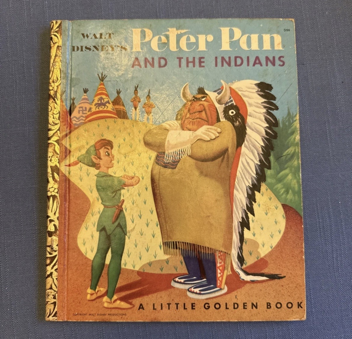 Vintage Children's Little Golden Book PETER PAN AND THE INDIANS Disney 1st Ed Vintage Children's Little Golden Book PETER PAN AND THE INDIANS Disney 1st Ed