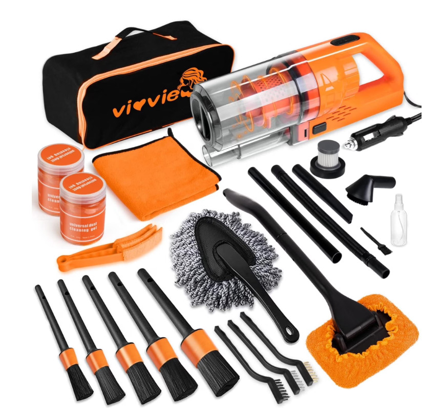 Kit Limpieza Coche 17 Piezas Aspirador Potente Cepillos Detallado Interior Parab