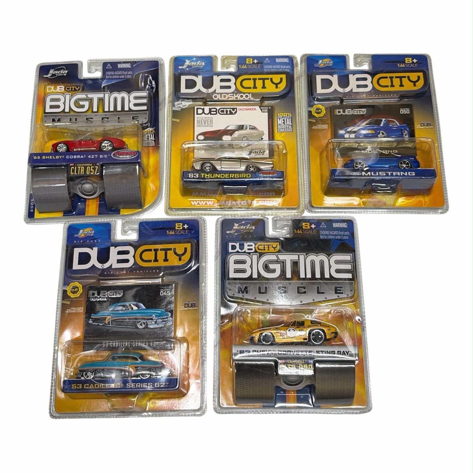 Jada Dub City Bigtime Muscle 1:64 Lot 5 Cars Cobra Corvette Mustang Cadillac Tbi
