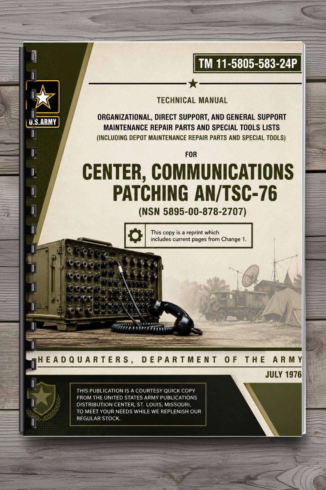 Vintage 1976 AN/TSC-76 Communications Patching Center Maintenance Manual 32 Page
