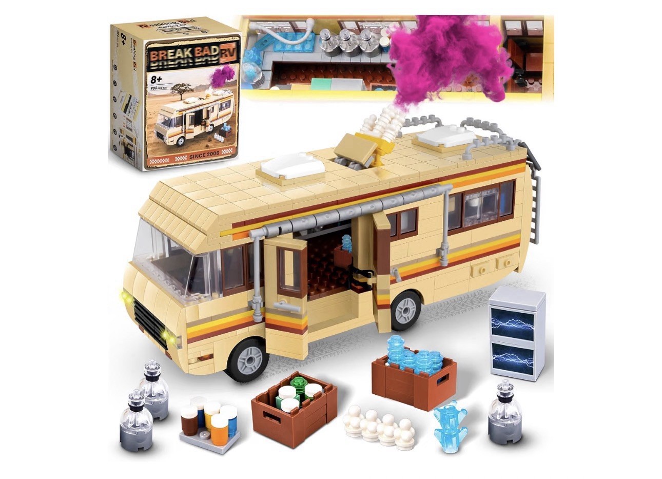 Building Block Set Breaking Bad RV Camper Van Heisenberg DIY Model Set 986 Piece Building Block Set Breaking Bad RV Camper Van Heisenberg DIY Model Set 986 Piece