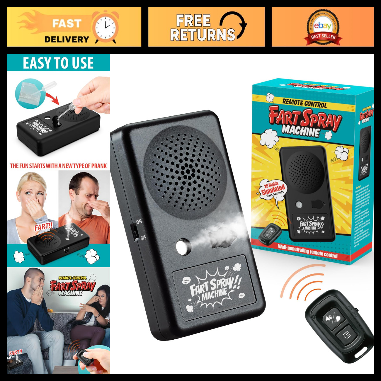 Remote Control Fart Machine - 20 Realistic Sounds, Fun Prank Toy for All Ages Remote Control Fart Machine - 20 Realistic Sounds, Fun Prank Toy for All Ages